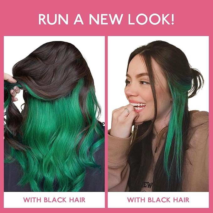 WENNALIFE Green Clip in Hair Extensions Real Human Hair 35g 6pcs 20 Inch Colored Hair Extensions for Kids Women Colorful Hair Pieces Pop-up Style Straight Extensiones De Cabello Humano Con Clip