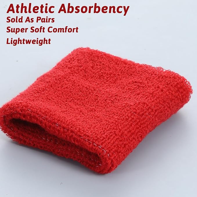6PCS Sweatband Set, Headband and Wristband Set of 2PCS Sports Headband and 4PCS Wristband Breathable Sports Band for Women Basketball Soccer Yoga Badminton Tennis(Red)