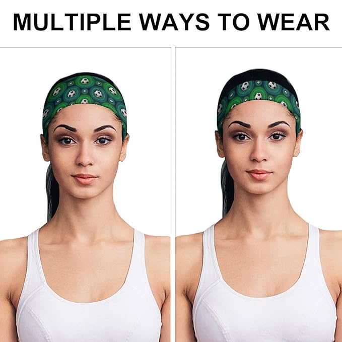 Sweatband Sports Headband for Running, Cycling, Basketball, Yoga, Fitness (Cool Soccer Football Black)