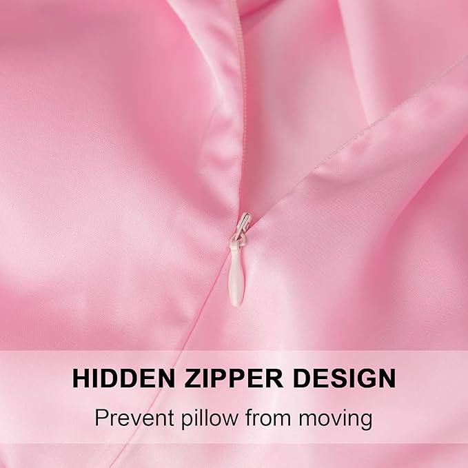 Mulberry Silk Pillowcase for Hair and Skin,Standard Size Cooling Silk Pillow Case with Hidden Zipper,Allergen Proof Dual Sides Soft Breathable Smooth Silk Pillow Cover for Women(Standard,Pink)