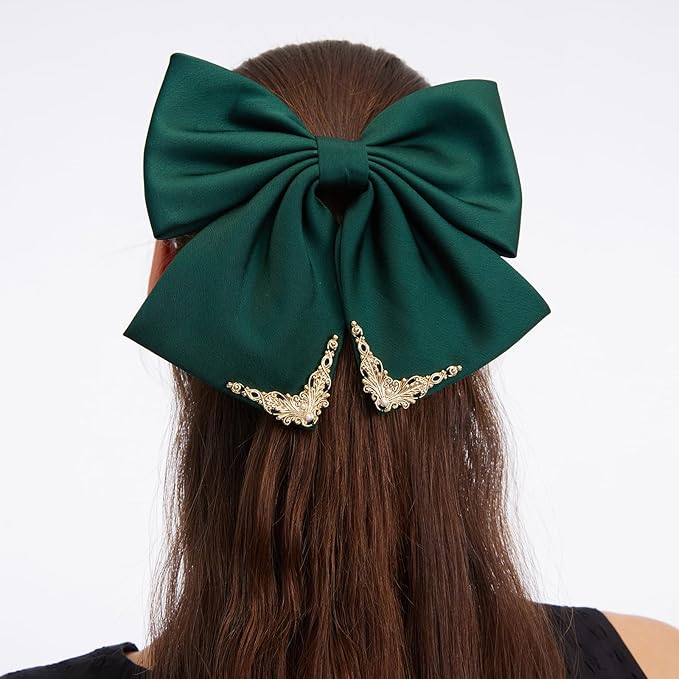 Vintage Palace Style Hair Barrette for women, SHE'S FREE STYLE JUST FOR YOU 14k Gold Plating Bow Hair Clip with Elegant Pearl, Retro Versailles Hair Accessories
