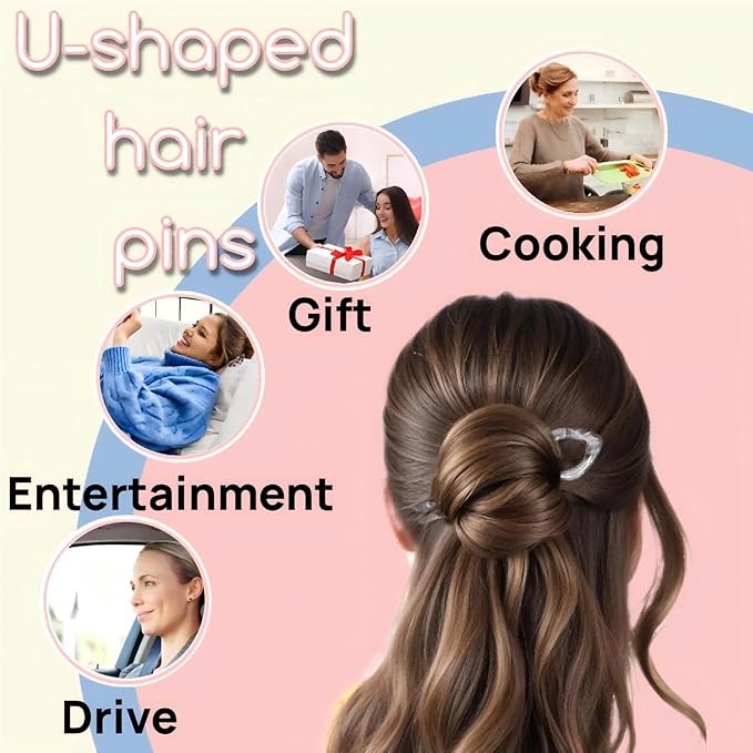 Prestige Hair Pins,French Hair Pin 3Pack Elegant Women Hair Accessories Suitable for Thick or Thin Hair (Light red, Black, Khaki)