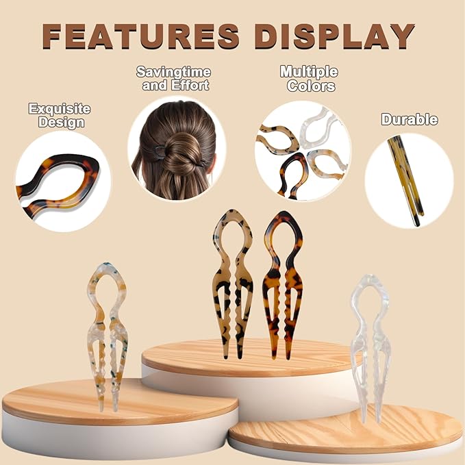French Pins Hair - Prestige Hair Pin for Women Girls - Decorative Hair Clips to Anti-loosening - Serrated Anti-Slip Design - Elegant Hair Accessories for Women - Suitable for All Hair Types