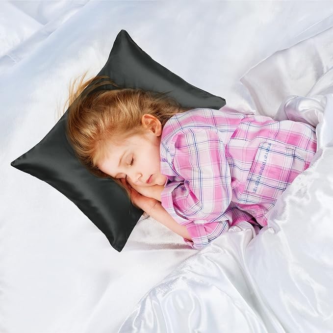 uxcell 2 Pack Silk Satin Pillowcase for Hair and Skin, Cool, Silky, Soft Breathable Pillow Cases Travel Size 14x20 Inch Sateen Pillowcase Black with Envelope Closure