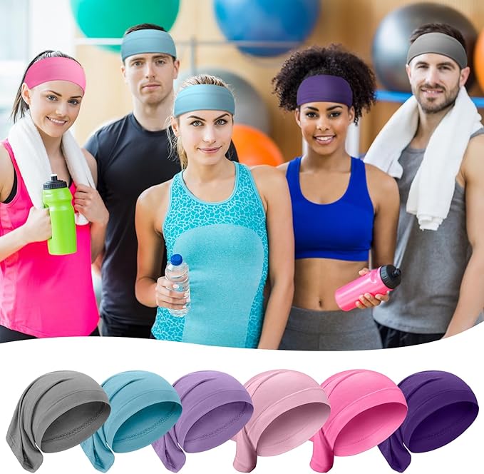 SATINIOR 6 Pcs Spandex Dreadlock Cap Dreadlock Tube Bands Unisex Men Women Elastic Hair Dreads Head Wraps Headbands for Dreads Accessories, 6 Colors(Plain Color)