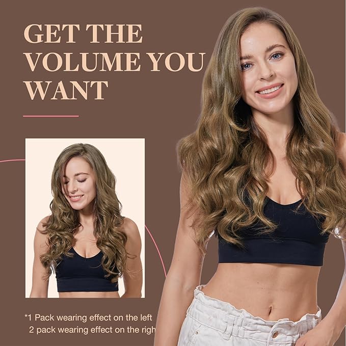 GOO GOO Clip in Hair Extensions Real Human Hair, Remy Human Hair Extensions Clip ins for Women, Natural Human Hair, 14inch 120g 7Pcs, 5 Light Ash Brown