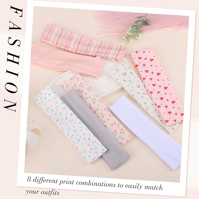 obeoby Pink Headbands for Women, Non Slip Stripe Cute Hairbands Cotton Sports Hair Bands for Women's Hair Girls Valentines Day Outfit