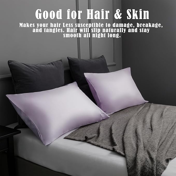 TELUS Pillow Cases Queen Size 2 Pack, Bamboo Rayon & Lyocell Pillowcase with Envelope Closure, Cooling Breathable Pillow Cover for Hot Sleeper & Night Sweats, 20x30 inch, Light Purple