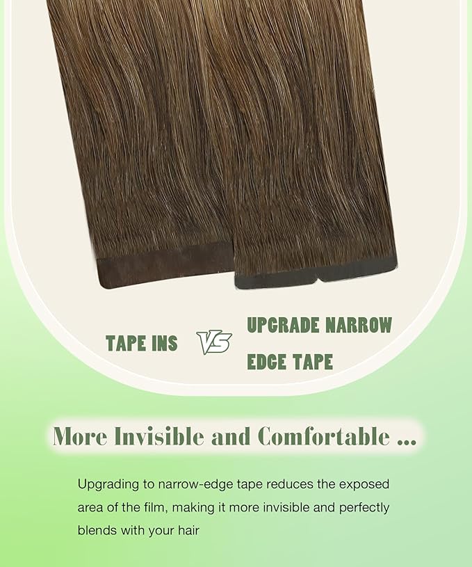 SURNEL Tape in Hair Extensions Balayage Walnut Brown to Ash Brown and Golden Blonde Tape in Human Hair Extensions 18 inch 20pcs 50g(#3/8/22-18)