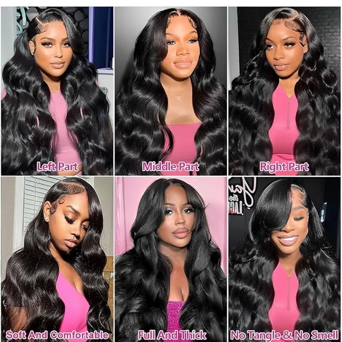 AMIRTY 250 Density 36 Inch13x6 Lace Front Wigs Human Hair Pre Plucked Real Virgin Human Hair Wig Invisilbe Hairline Tiny Knots Body Wave HD Lace Frontal Wigs 3X Longer Lifespan