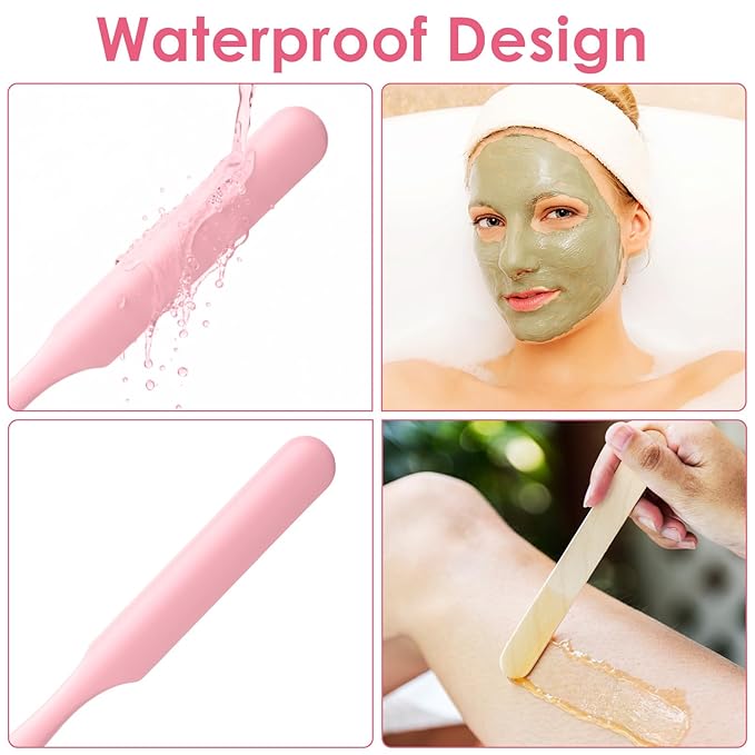 6PCS Silicone Wax Applicator Sticks, Pink Reusable Hard Wax Spurtle Spatula Non-stick Stirring Wand Hair Removal Sticks Applicator Spatula for Home Salon Body Use