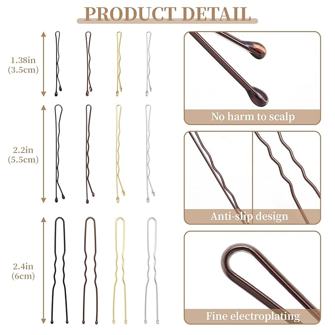 200 Pcs 2.2 Inch Wave-Shaped Bobby Pins Silver Metal Hair Pins Hair Accessories for Women Stylists Hair Sticks Girl