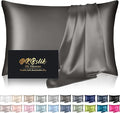 Silk Pillowcase for Hair and Skin, Mulberry Silk Pillow Cases Standard Size, Anti Acne Cooling Sleep Both Sides Natural Silk Satin Pillow Covers with Hidden Zipper, Gifts for Women Men, Dark Gray