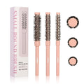 Small Round Hair Brush Pink - Boar Bristle&Nylon Mixed Bristles for Smoothing, Volumizing & Frizz Control - Mini Blow Dry Styling Brush for Fine Hair, Smooth Curls and Salon Blowout at Home