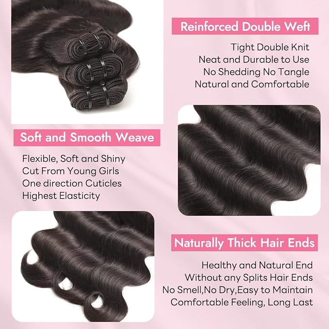 Clip in Hair Extensions Real Human Hair Body Wave 2 Dark Brown Clip in 100% Brazilian Remy Human Hair Extensions 8pcs Per Set with 18 Clips Double Weft 16 Inch 90g/3.6oz