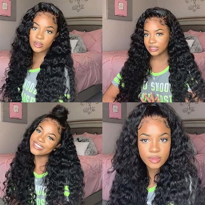 bangjazz Long Water Wave Lace Closure Wigs Human Hair 180% Density Brazilian Virgin Hair Wet and Wave Lace Front Human Hair Wigs for Black Women Pre Plucked with Baby Hair Natural Color 32 Inch