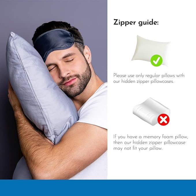 Queen 100% Viscose Bamboo Pillowcase - 2-Pack, Cooling Zipper Pillow Covers for Hot Sleepers, Breathable