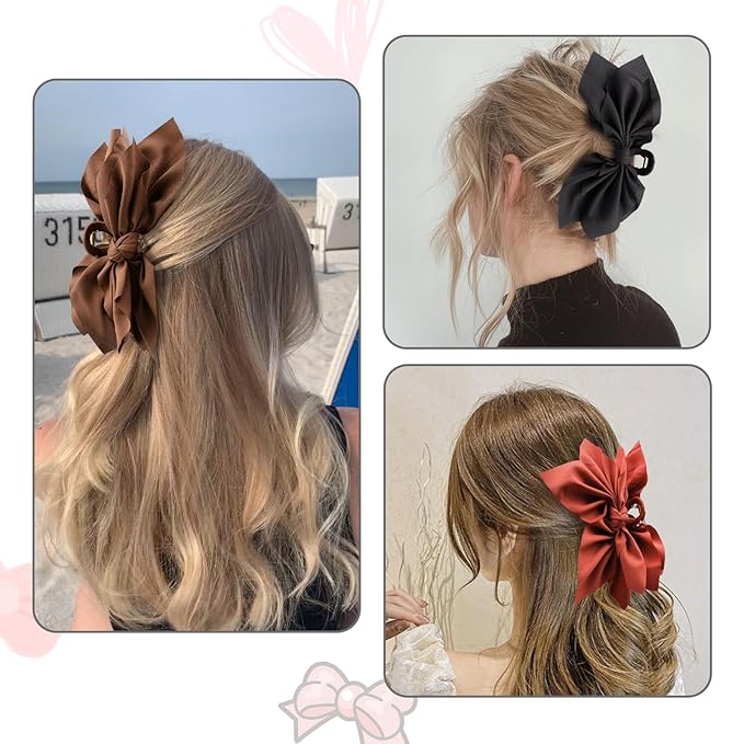 Bow Claw Clips Hair Clips Big Hair Bows for Women Butterfly Styling Large Hair Clips for Thick Hair for Girls Hair Accessories for Teen 3PC Christmas Valentine