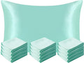NTBAY 12 Pack Satin Standard Pillowcases for Hair and Skin, Luxurious and Silky Pillow Cases with Envelope Closure, 20 x 26 Inches, Light Blue