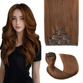 Pro2.0 Clip in Hair Extensions Real Human Hair 120g Thick 7pcs Color #33 Dark Auburn Copper Remy Real Human Hair Extensions Clip ins 14inch Seamless Double Weft for Women（#33-14inch）