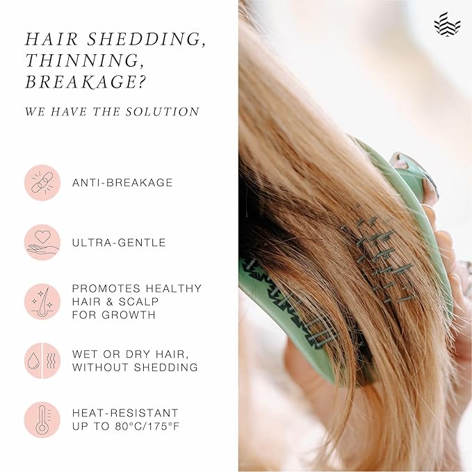Manta Original Anti-Breakage Hairbrush – Gentle Detangling Brush for Wet & Dry Hair, Flexible Hairbrush for All Types, Healthy Hair Care for Women & Men, Burgundy