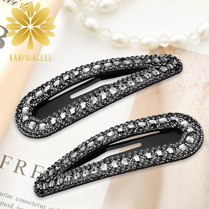 2PCS Rhinestone Hair Clips,Snap Hair Accessories,Decorative Hair Clips,Rhinestone Barrettes For Women Girls(SET16)
