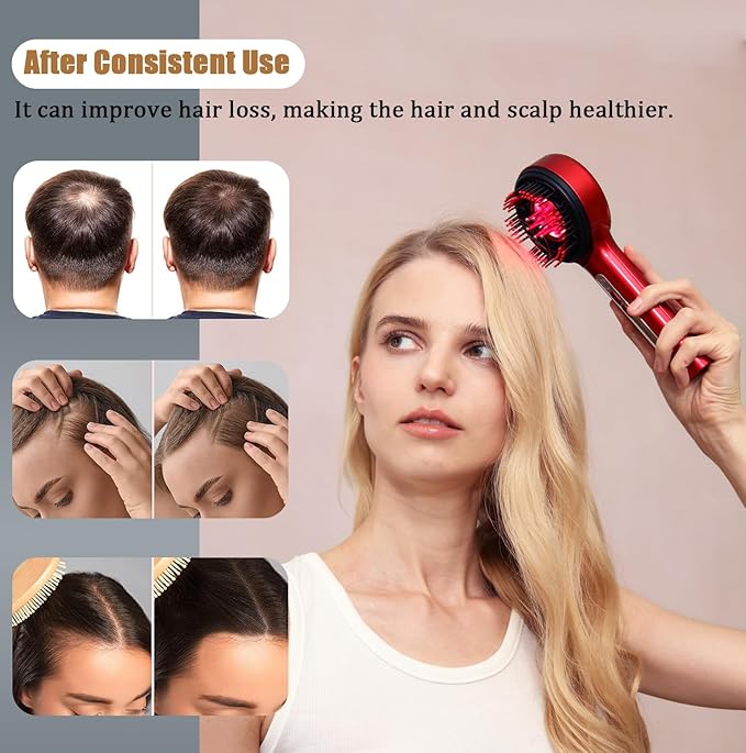 3-in-1 Hair Scalp Massager Comb - Rechargeable Cordless Portable Scalp Care Brush with Essential Oil Applicator, Gentle Scratching & Kneading Massage for Hair & Scalp Nourishment, Fit for Men & Women