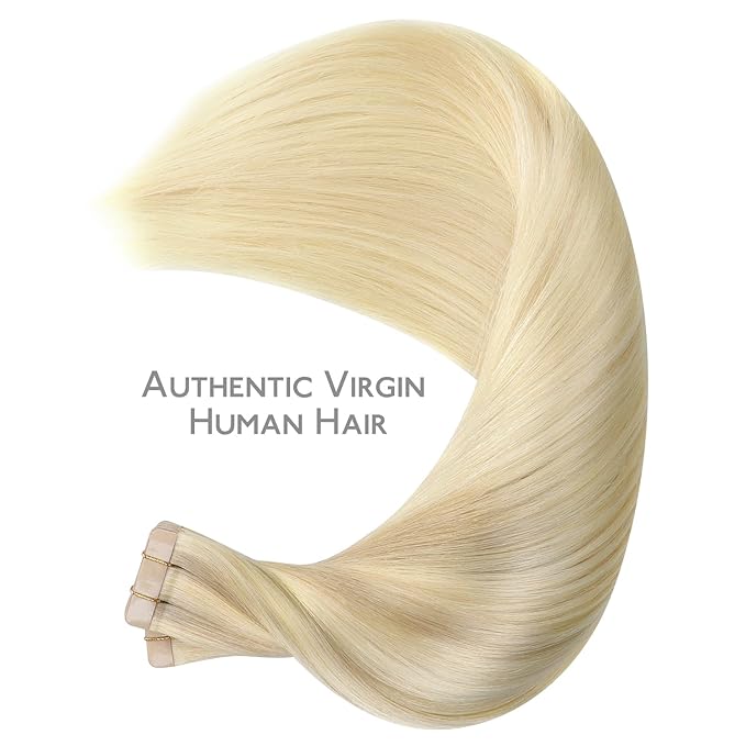 WENNALIFE Tape in Hair Extensions Human Hair, 40pcs 100g 18 inch Ombre Ash Blonde to Golden Blonde Balayage Platinum Blonde Hair Extensions Real Human Hair Invisible Straight Tape in Extensions