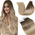 LaaVoo Tape in Hair Extensions Human Hair Ombre Hair Extensions Tape in Real Human Hair Tapes on Extensions Brown to Ash Blonde 12inch 20pcs/30g