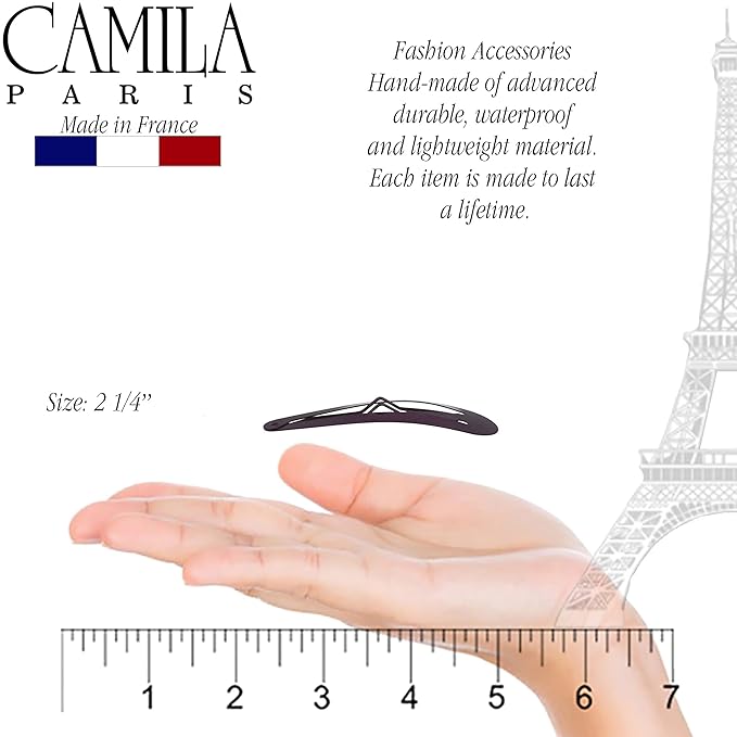Camila Paris CP1330E French Hair Barrettes Clips, Snap Hair Slides Clic Clac for Women, Styling Girls Side Slide-in Metal Snap Pin Hair Accessories for Women. Strong Hold, No Slip Grip, Made in France