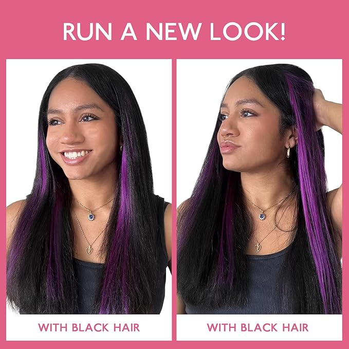 WENNALIFE Purple Clip in Hair Extensions Real Human Hair 35g 6pcs 16 Inch Colored Hair Extensions for Kids Women Colorful Hair Pieces Pop-up Style Straight Extensiones De Cabello Humano Con Clip