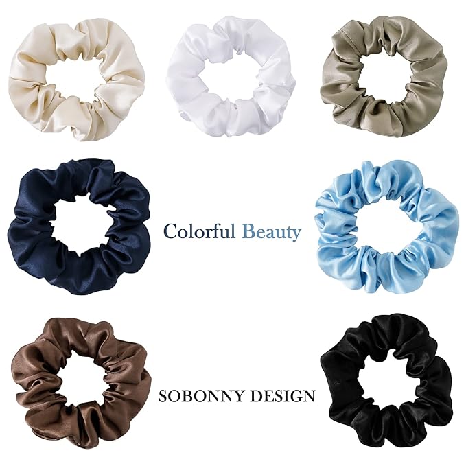 Silk Hair Scrunchie, 100% Mulberry Silk, Navy Blue, No Damage for Frizz Prevention, Sleep Scrunchie for Women-1pcs