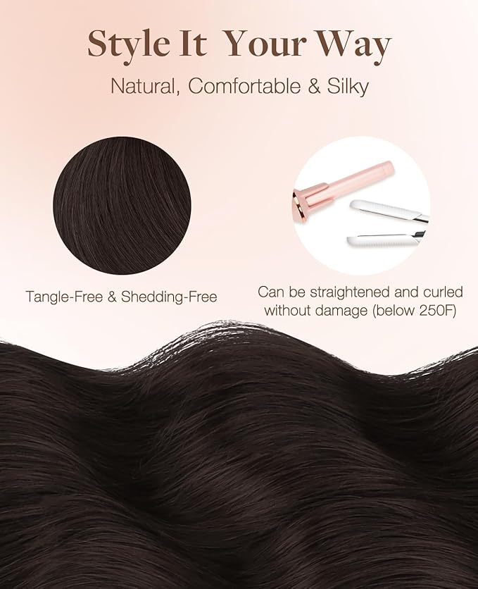GOO GOO Invisi Edge Tape in Hair Extensions Human Hair, 4/18 Balayage Chocolate Brown Highlighted Dirty Blonde 10pcs injected with 10pcs classical tape ins, 16inch 50g, Virgin Remy Hair, Natural Look