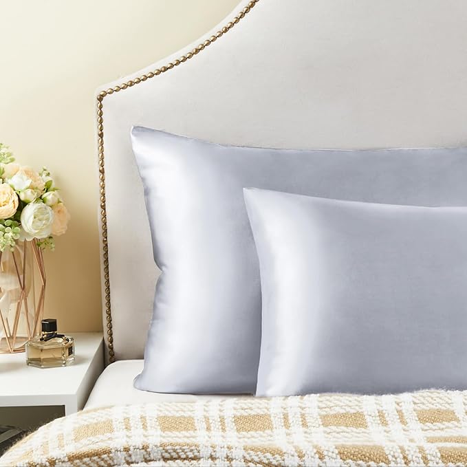 BEDELITE Satin Pillowcase for Hair and Skin, Super Soft Similar to Silk Pillow Cases 4 Pack with Envelope Closure, Cooling Pillowcases for Women Men (20"x40" King Size, Evening Haze)