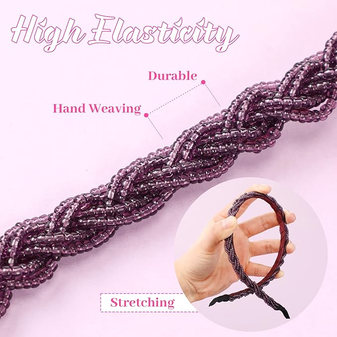 MTLEE 6 Pieces Beaded Headbands for Women Sparkly Crystal Beaded Hair Hoop Hairbands Multiple Color Hair Accessories Head Bands Christmas Gift(Bright Colors)