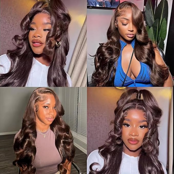 Brown Bundles Human Hair Color 4 Body Wave Bundle Niegmeag Virgin Soft and Silky Remy Hair 3 Bundles 24 26 28 Inch Double Weft Chocolate Brown Body Wave Bundle Hair Weave 150g