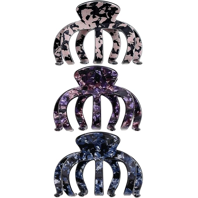 Large Octopus Hair Clips for Women with Thick Hair, Tortoise Shell Octopus Claw Clips | Non-Slip Strong Hold Jaw Clamps, Fashion Hair Barrettes & Bobby Pins