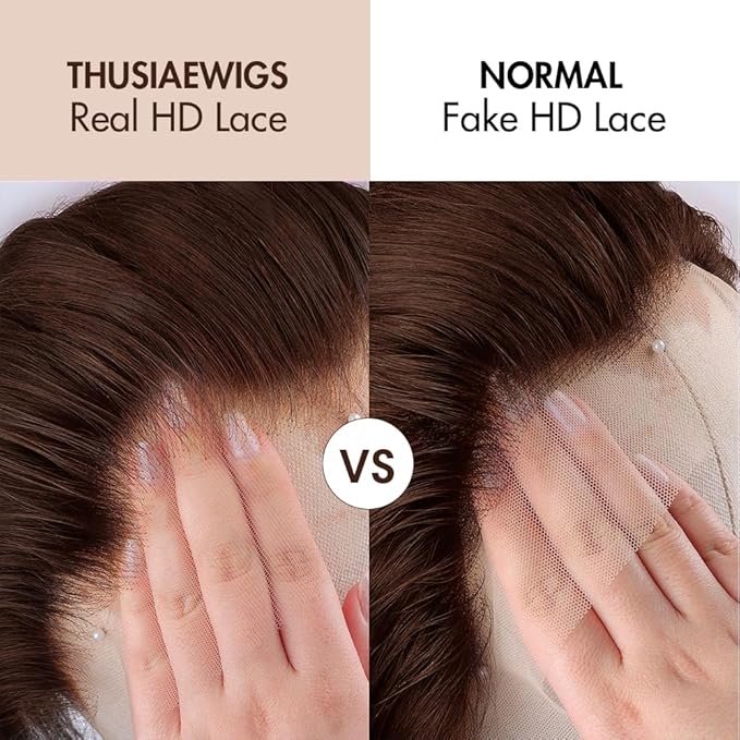 250 Density SKINLIKE HD Lace Wig Human Hair 13x6 15A Chocolate Brown Human Hair Wigs Invisible 0.1mm Ultra-thin Frayed Ends Full Cuticle Aligned Virgin Hair Lace Frontal Wig 28 Inch