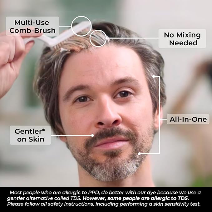 Simpler Hair Color for Men Kit for Full Gray Coverage - Ginger Men’s Hair Dye - Easy Hair or Beard Dye for 100% Gray Coverage - Ammonia Free Hair Color, Beard Coloring for Men