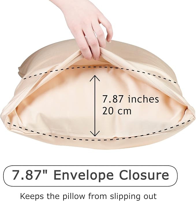 Anti Acne Pillowcase - Queen Size 30x20, Beige, Envelope Style - Oeko-TEX Certified - 75% Viscose Derived from Bamboo, 25% Modal for Smooth, Breathable, Moisture-Wicking Quality
