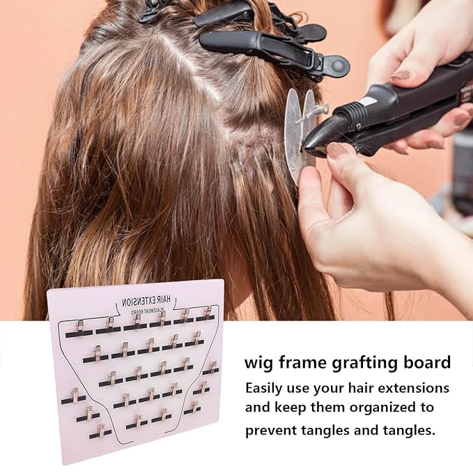 Extension Holder - Acrylic Hair Extension Organizer, Styling Hair Separator Board | Hair Tinsel Storage Plate with Clip for Wig Grafting, Sectioning, and Display for Home & Salon Use