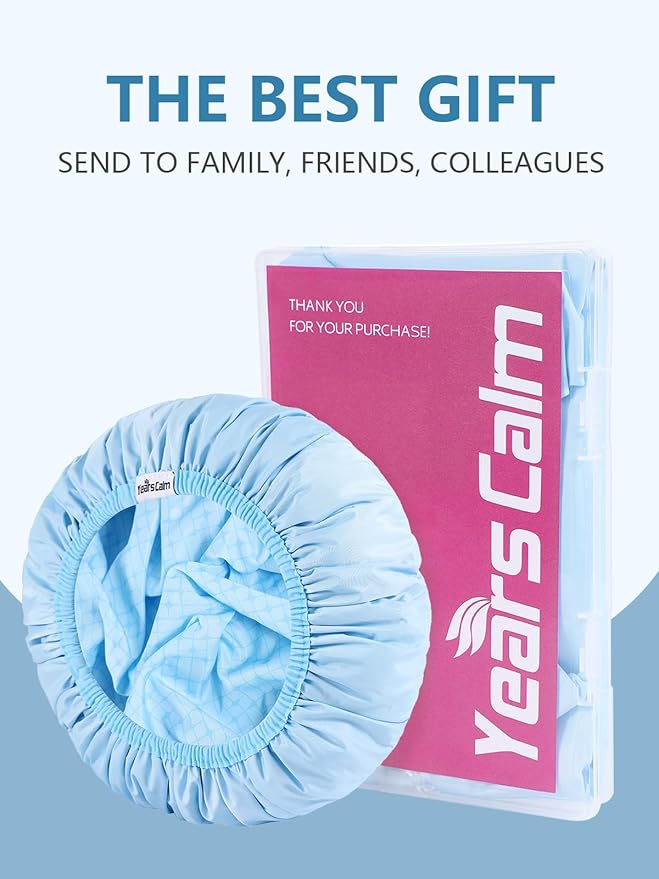 Years calm Shower Caps For Women Reusable Waterproof，Pattern And Solid Color Dual-Layer Design For Dual-Layer Usable，Protects Hair In Shower, Spa, Cooking, Clean & Travel (Blue, One Size)