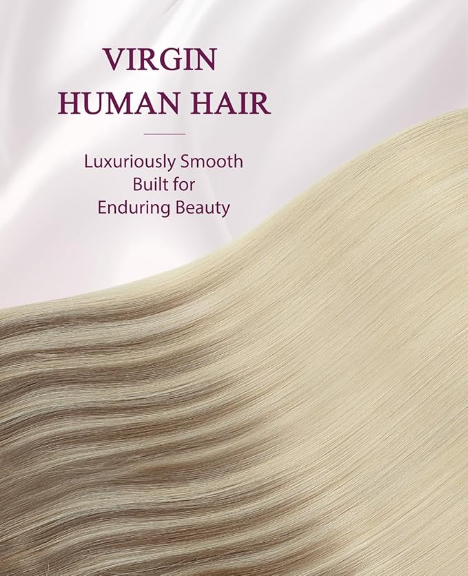 Pinkpearl Invisible Tape in Hair Extensions Human Hair, 20pcs 20inch 55g #8T60 Balayage Ash Brown to Platinum Blonde Injection Tape in Extensions Real Remy Seamless Human Hair Injected