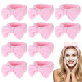 25 Pcs Pink Spa Headband Bulk, Elastic Makeup Headbands for Women, Soft Coral Fleece Hair Band for Washing Face, Cute Bow Hair Bands for Face Washing Shower Skin Care Yoga