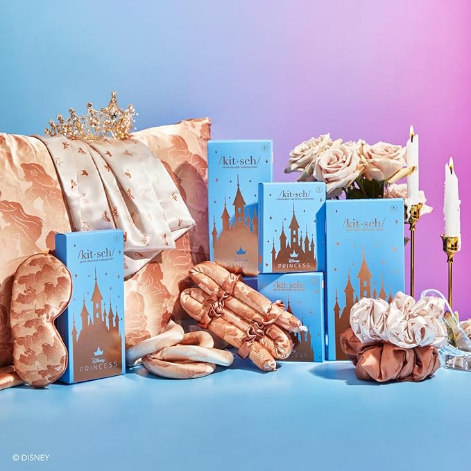 Kitsch & Disney Desert Crown Satin Pillowcase with Zipper – Soft Cooling, Better Than Silk Pillowcase, Disney Design for Kids Rooms & Toddler Bed Time Pillow Case – Queen/Standard 19x26