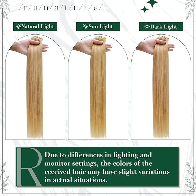 RUANTURE Blonde Human Hair Clip in Extensions, 20 Inch Clip in Hair Extensions Real Human Hair, Long Hair Extensions Clip Ins, Add Hair Length, 50g 3pcs #16P24 Golden Blonde Highlights