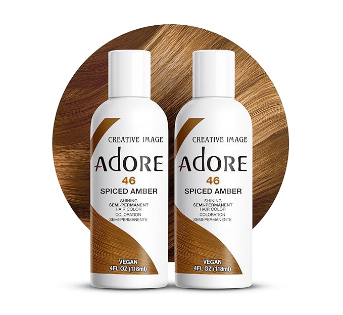 Adore Semi Permanent Hair Color (046 Spiced Amber) | Vegan & Cruelty-Free Orange Hair Dye | No Ammonia, No Peroxide, No Alcohol | 4 Fl Oz Each (Pack of 2)