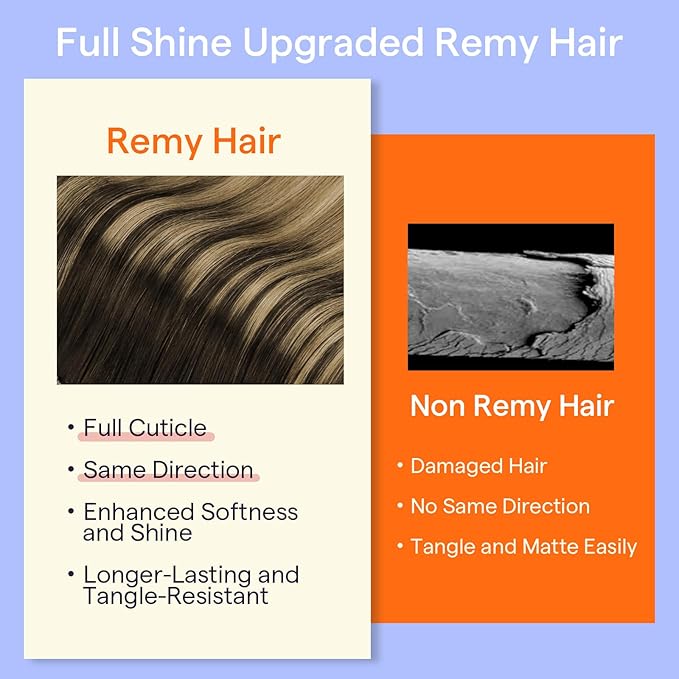 Full Shine Hair Extensions Clip ins Long Ombre Dark Brown to Light Brown Highlights Caramel Blonde Natural Hair Extensions Human Hair 120 G 7 Pcs
