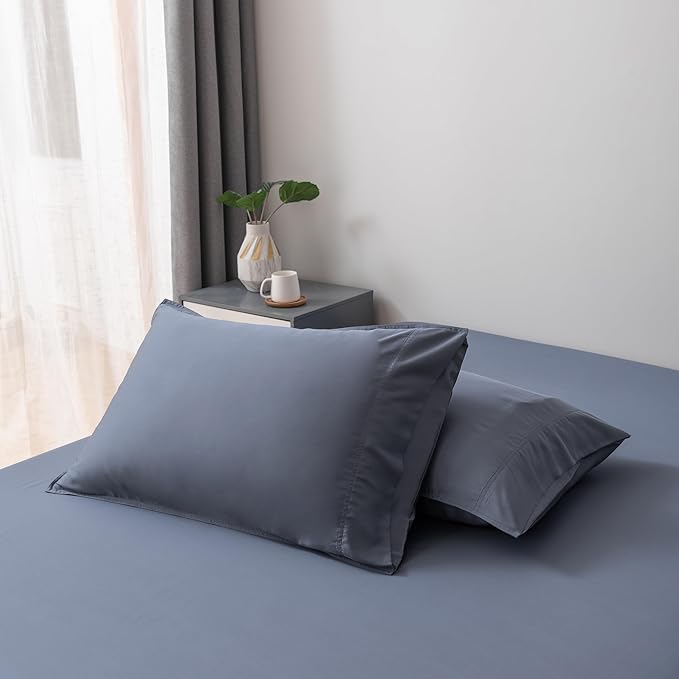 Bella Coterie | Luxury Bamboo Viscose Queen Size Pillowcase Set | 100% Organically Grown | Ultra Soft | Cooling | 2 Pcs [Slate Blue]