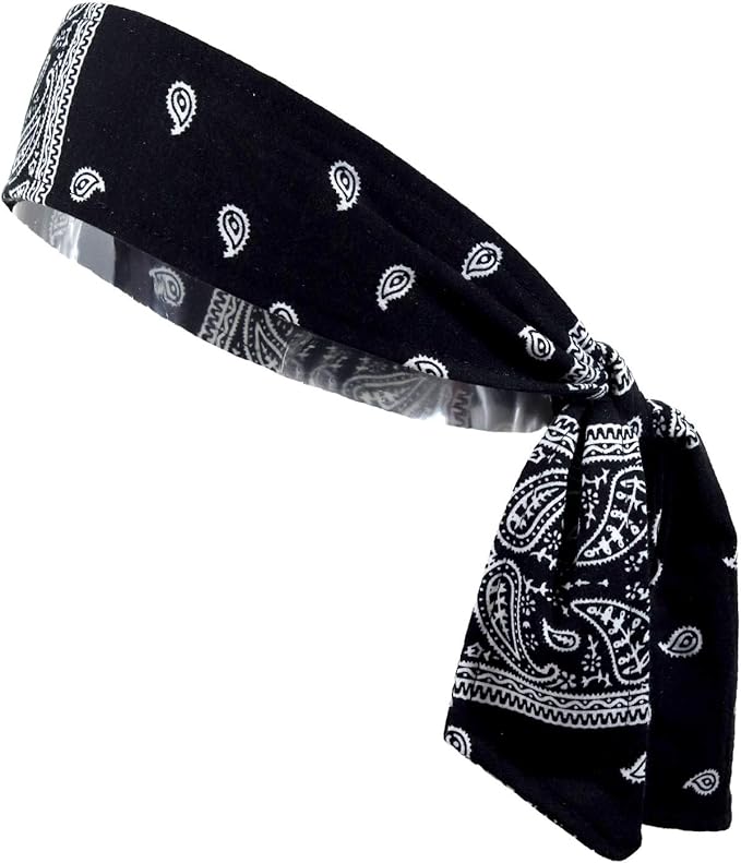 Kenz Laurenz Headbands Tie on Headband for Women Men Running Athletic Hair Head Band Elastic Sports Sweat Basketball Sweatband Stetchy Yoga Workout Sweatbands Adjustable Non-Slip Moisture Wicking